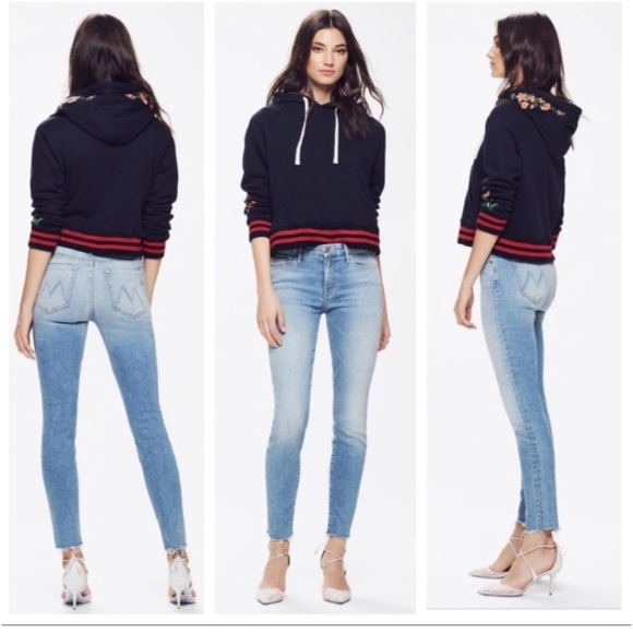 MOTHER THE LOOKER ANKLE FRAY IN WASH READY TO ROLL MID RISE SKINNY JEANS STRETCH - Picture 1 of 13